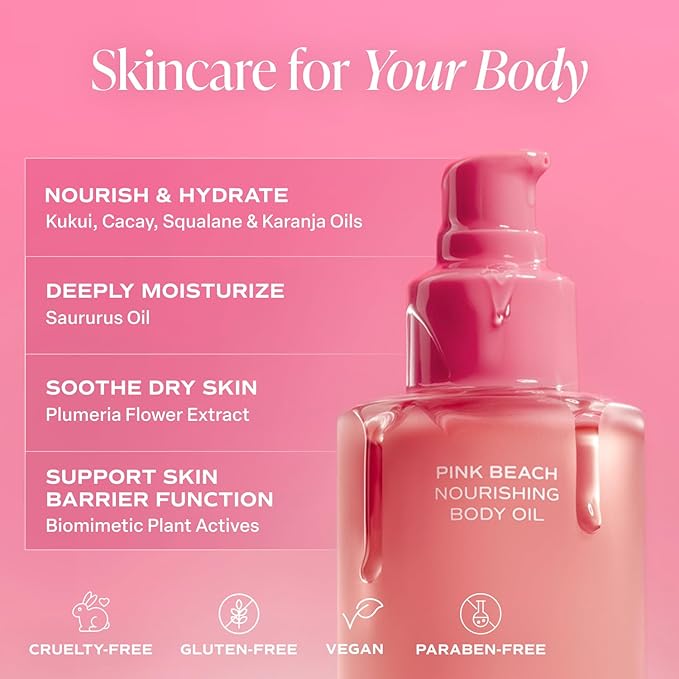 Saltair Body Oil. Luxurious Pink Beach After Shower and Bath Oil Moisturizer for Women. Botanical, Non-Greasy, and Well-Absorbing Lotion for Hydrating Dry Skin. 4oz Pump Bottle-Velvo Beauty