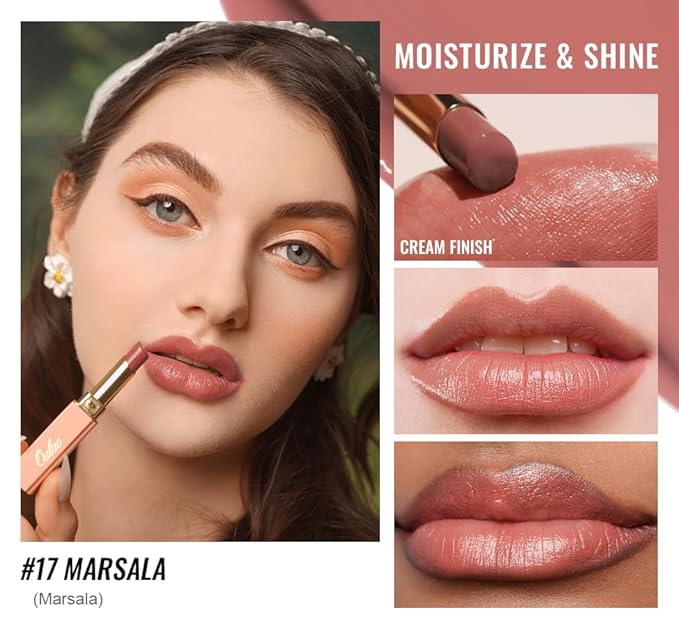 Oulac Shine Red Lipstick for Women, 2 in 1 Glossy Light Red Tinted Lip Balm, Hydrating Lipstick for Dry Lips, Moisture Shine Juicy Finish Vegan 2.2g/0.07oz (17)-Velvo Beauty