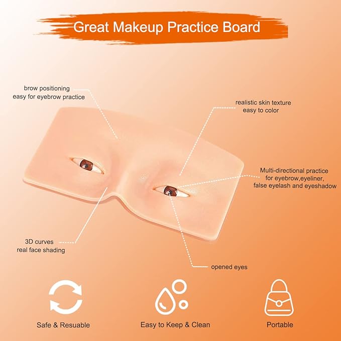 Makeup Practice Face Board, 3D Reusable Makeup Mannequin Face Eyeshadow Mannequin, Make up Practice Face with Makeup Kit for Professional Makeup Artists Students and Beginners to Practice Eyes Makeup-Velvo Beauty