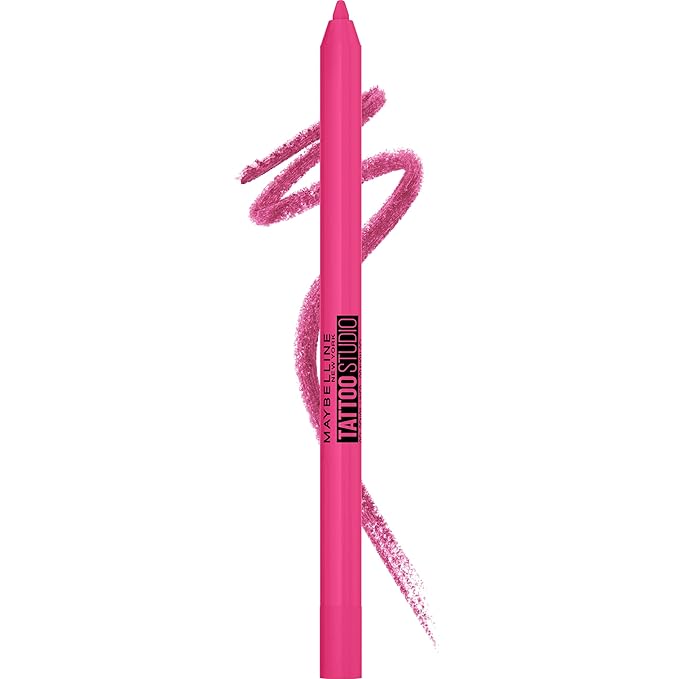 Maybelline New York Tattoo Studio Long-Lasting Sharpenable Eyeliner Pencil, Glide on Smooth Gel Pigments with 36 Hour Wear, Waterproof Ultra Pink 0.04 oz-Velvo Beauty