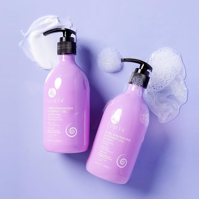 Luseta Curly Hair Shampoo & Conditioner Set with Coconut Oil, Unlimited Bounce and Definition for wavy and Coily hair, Reduce Frizz and Repair Dry Hair, for All Curl Types Sulfate Free 16.9Fl oz × 2-Velvo Beauty
