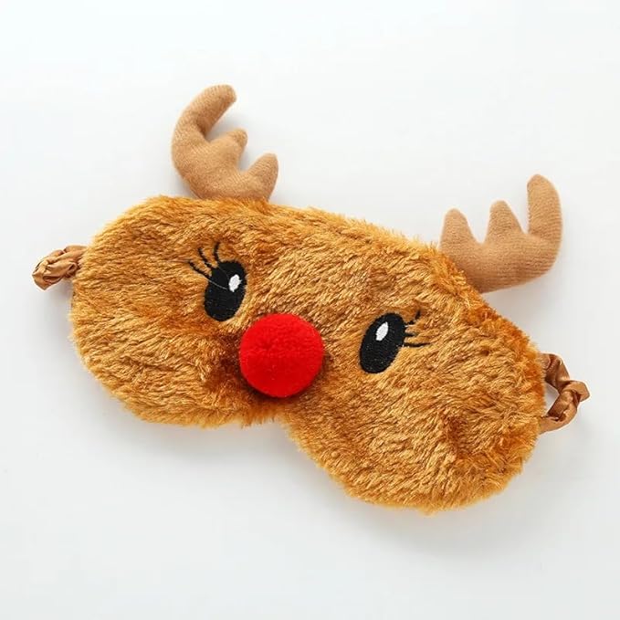 Cute Eye Mask for Sleeping Plush Cartoon Animal Sleep Plush Eye Mask Relaxation Suitable for Travel Family Party Toys for Christmas Elk Deer-Velvo Beauty