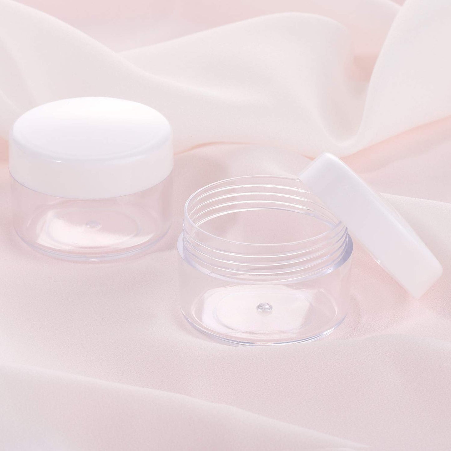 100 Count Empty Makeup Jars 15g Cosmetic Containers with Lids Leak Proof Sample Containers Refillable Plastic Containers - White-Velvo Beauty