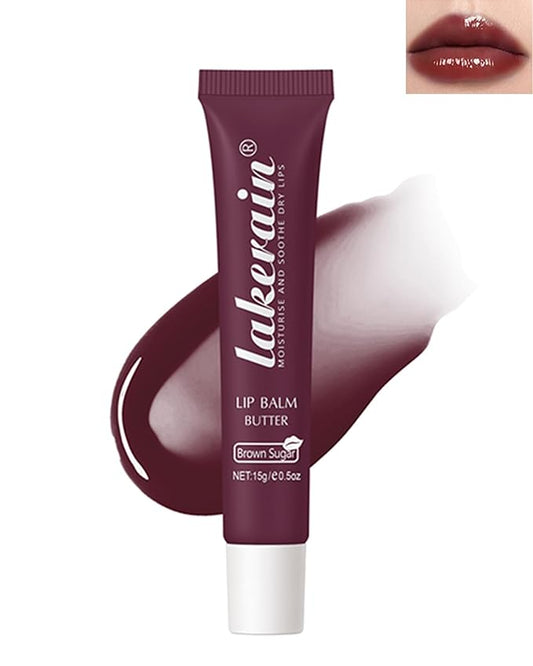 Lip Butter Balm Brown Sugar, Hydrating Tinted Butter Lip Gloss,Clear Lip Mask Lip Care Moisturizer,Smooth Lip Treatment, Non-Sticky Jelly Glow Reviver Fat Lip Oil,Thanksgiving Makeup Gift for Women-03-Velvo Beauty
