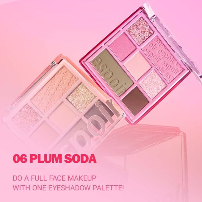 Espoir Real Eye Palette #6 Plum Soda | Everyday Multi-Use Long-Lasting and Blendable 7 Colors Eyeshadow Palette for Eyeshadow Base and Cheeks Makeup | Warm, Cool, Neutrals | Korean Makeup-Velvo Beauty