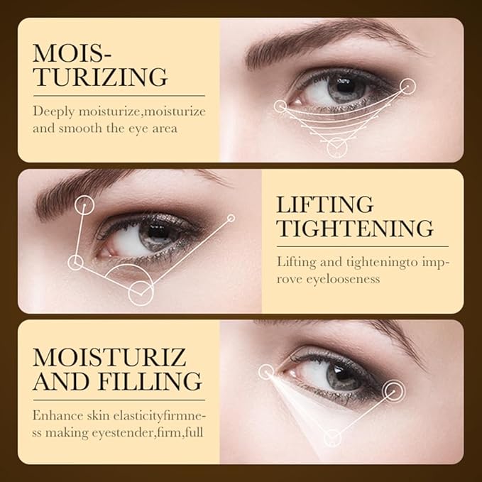 24K Gold Hyaluronic Acid Anti-Aging Multi-Effects Eye Cream - For Dark Circles & Fine Lines - With Hyaluronic Acid & Ingredient Gold, 1.4 Oz-Velvo Beauty