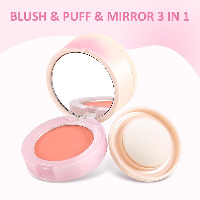 Boobeen Blush Compact for Face, Matte Powder Blush for Cheeks Powder Palette, Nude Light Blush with Puff, Blusher Makeup for a Radiant, Natural Glowing-Velvo Beauty