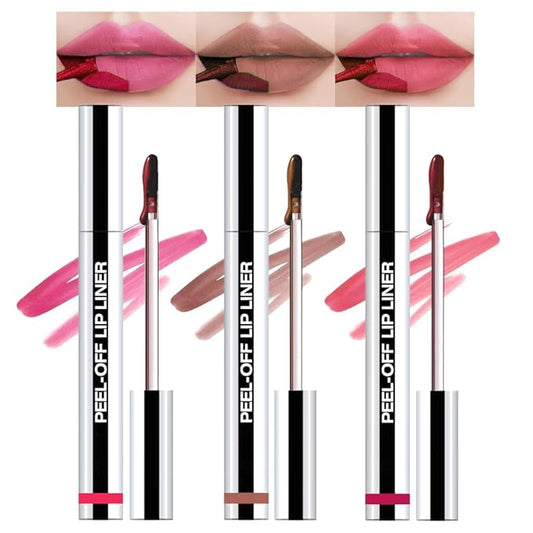 3 Pcs Matte Liquid Lip Stain Peel Off Lip Liner, Long Lasting Lip Tattoo, Waterproof & Transfer-Proof Lip Liner Peel Off Lip Gloss for All Skin Types.#00+#02#06-Velvo Beauty