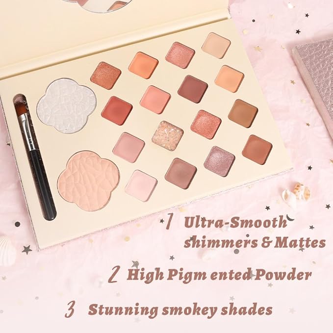 18 Girds Colorful Matte Shimmer Eyeshadow Palette for Eye Makeup,High Pigmented Eye Shadow Primers Powder Palet de sombras de ojos-Velvo Beauty