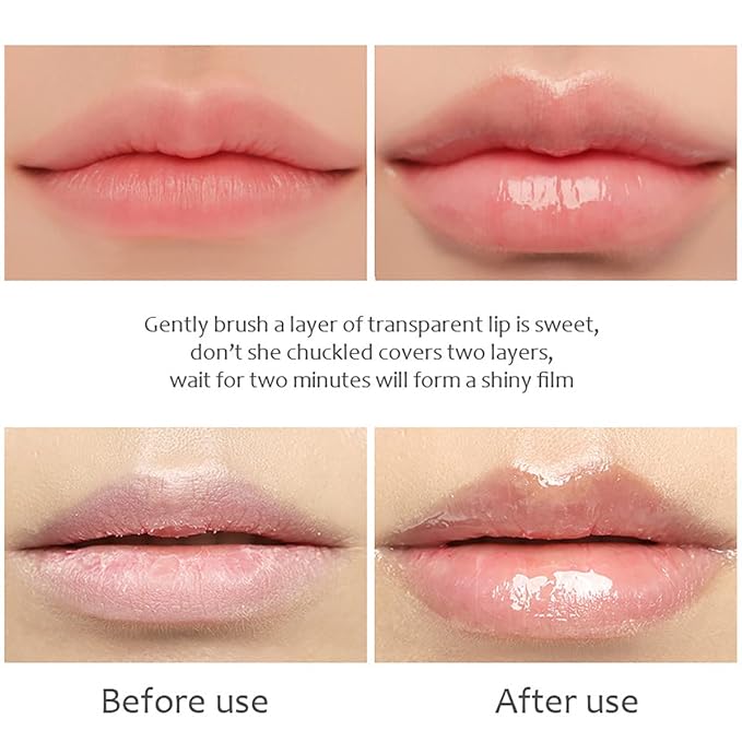 Lip Oil Hydrating Tinted Lip Balm, Plump Lip Gloss Lip Care Transparent Toot Lip Oil Tinted (004# Transparent)-Velvo Beauty