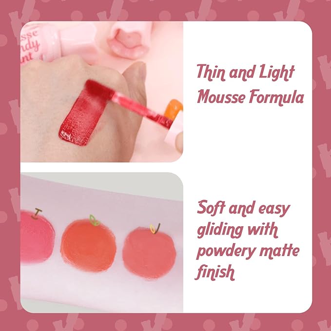 THESAEM Saemmul Mousse Candy Tint #6 Chaitea Mousse - High Pigment Matte Finish Long Lasting Lip Stain with Honey Extracts to Hydrate Lips - Weightless & Smudge-Proof, 0.3 fl.oz.-Velvo Beauty