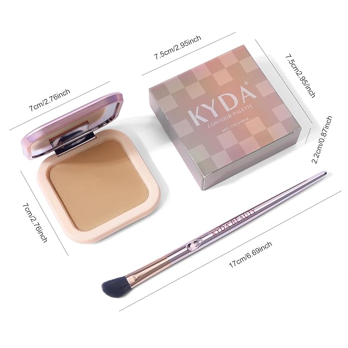 KYDA Face Sculpting Contour Palette, Natural Shimmer Smooth Contour Pressed Powder, Ultra-fine Lightweight, Easy to Blend, Multiuse Baked Contour Makeup-BRONZER-Velvo Beauty