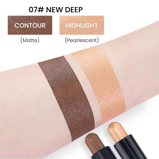 evpct 2in1 Face Shaping & Contouring Stick Cream Contour Concealer Bronzer Stick Makeup Kit for Beginner Face Highlighter Makeup Stick contorno maquillaje de maquillaje profesional,NEW Deep-Velvo Beauty