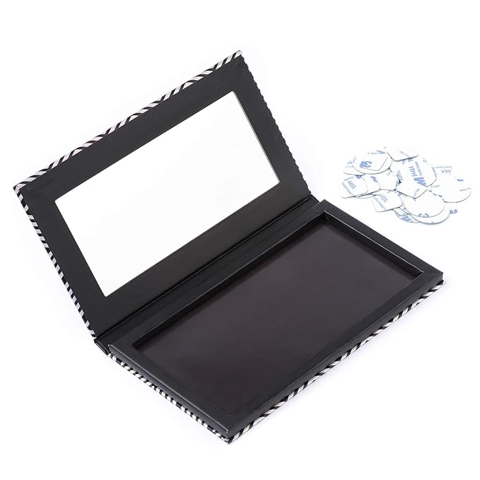 Magnetic Palette Black Empty Makeup Palette with Mirror and 20Pcs Adhesive Empty Palette Metal Stickers for Eyeshadow Lipstick Blush Powder-Velvo Beauty