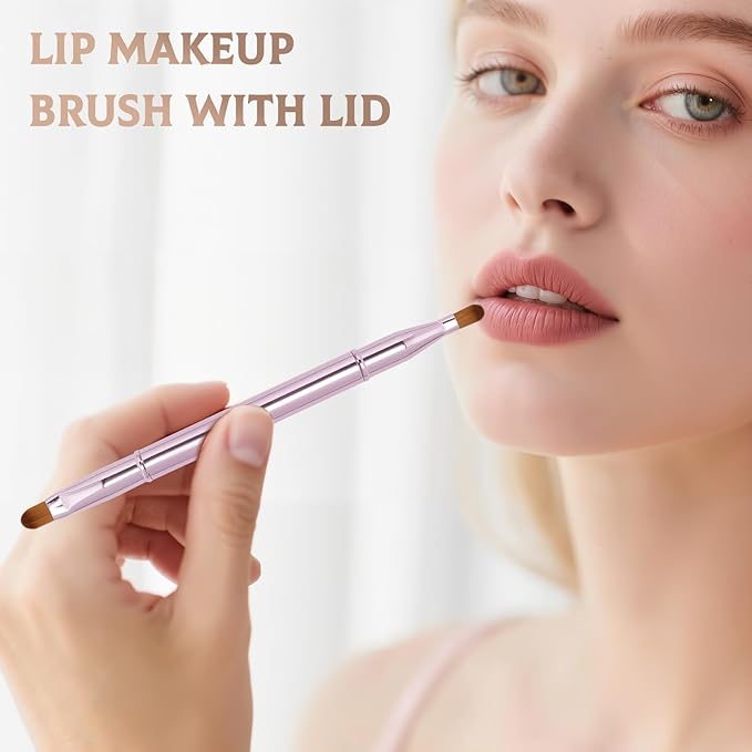 Unaone 2 Pack Lip Brush for Lipstick, Dual-Ended Lip Makeup Brush with Lid, Lipstick Brush for Lip Gloss-Velvo Beauty