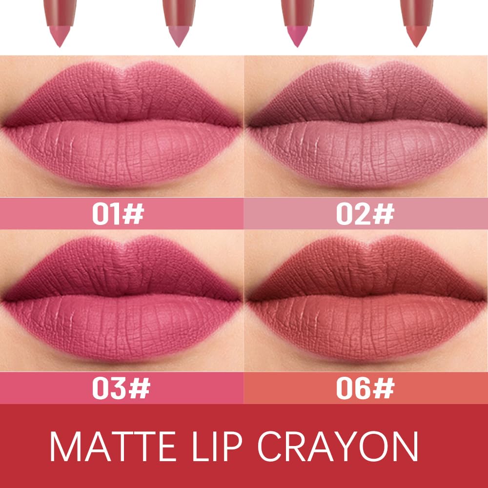 BINGBRUSH Matte Lip Crayons Matte Longwear Lipstick Pack Set,Moisture Smooth Lipliner With Built-in Sharpener Ultimate Lip Crayon for Makeup- Waterproof Velvet Lipgloss Lip Stain (02#Mauve Nude Pink)-Velvo Beauty