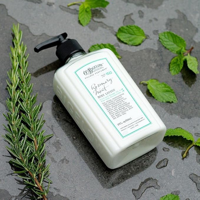 C.O. Bigelow Rosemary Mint Body Lotion, Village Perfumer Moisturizing Body Lotion with Aloe Vera, Borage Oil & Olive Oil, 10 Fl Oz-Velvo Beauty