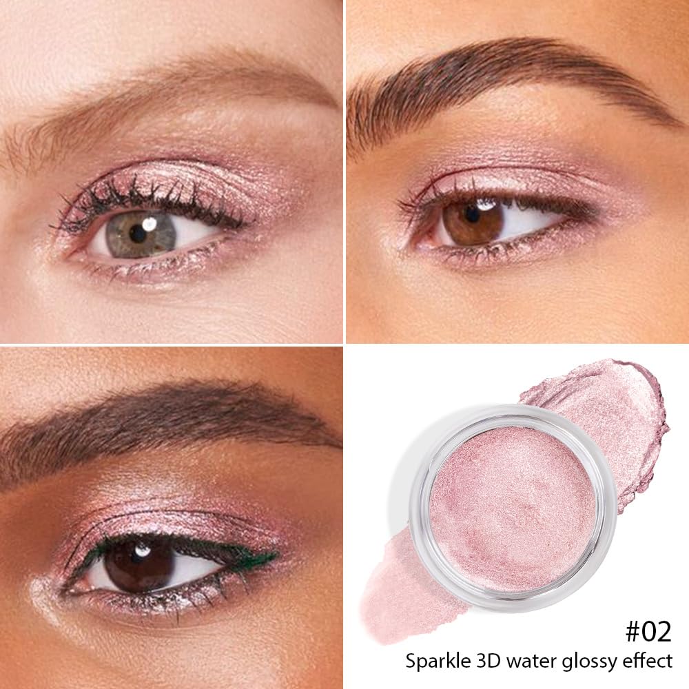 Cream Glitter Pale Pink Shimmer Metallic Eyeshadow Palette Makeup, Natural Single Mini Instant Holographic Eyeshadow For Women, Sombras Crema Para Ojos, Talc, Paraben & Cruelty Free-Velvo Beauty