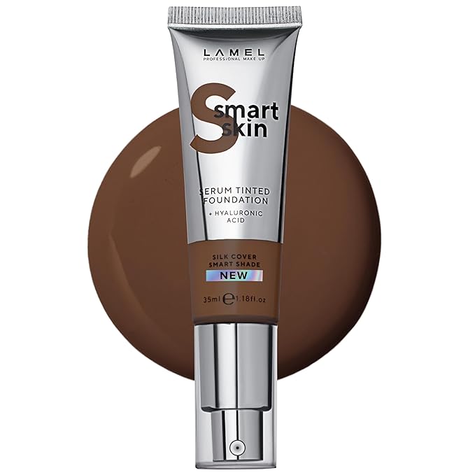 LAMEL Smartskin Serum Tinted Foundation - Hydrating & Nourishing - Hypoallergenic & Skin-Caring - Color Correcting - Anti-Aging Formula with Hyaluronic Acid, 412-1,18 fl.oz-Velvo Beauty