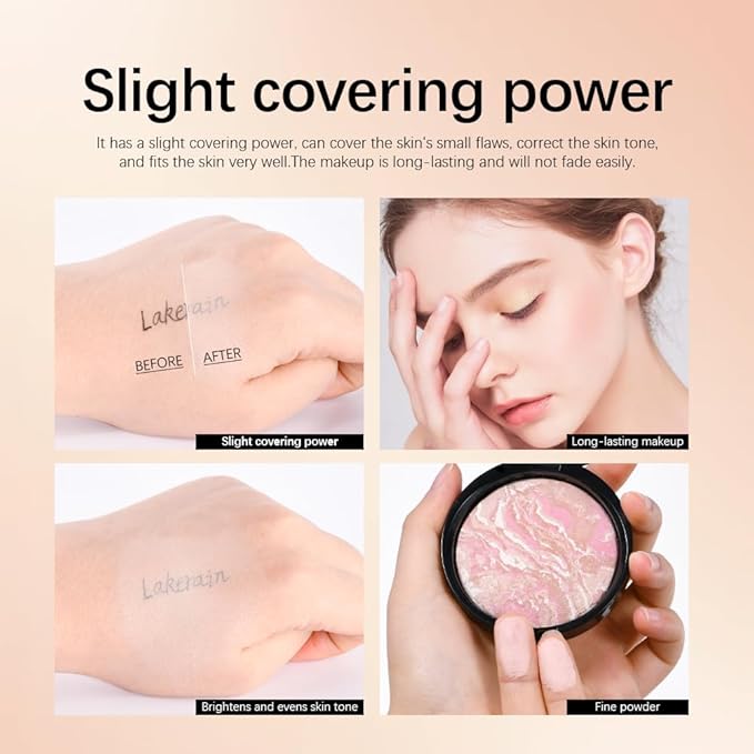 Baked Foundation, Coror Correcting Baked Foundation,Buildable Coverage, Lightweight Powder Foundation, Creates a Perfect Canvas and a Natural Semi-Matte Finish(01# Porcelain)-Velvo Beauty