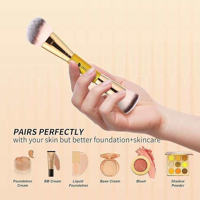 DUcare Foundation Brush Contour Bronzer Makeup Brush Double Ended Self Tanner Brush Sculpting Brush for Blending Liquid Powder Concealer Cream Cosmetics Blush Buffe-Velvo Beauty