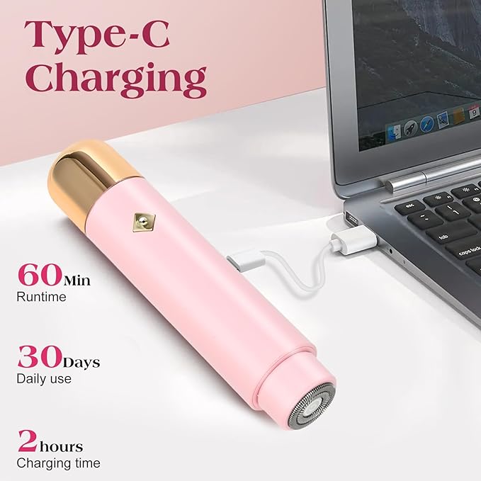 Electric Shaver & Bikini Trimmer for Women – 2-in-1 Design, Waterproof, Type-C Charging, Gentle on Sensitive Skin, Ideal for Travel and Daily Use, Pink-Velvo Beauty