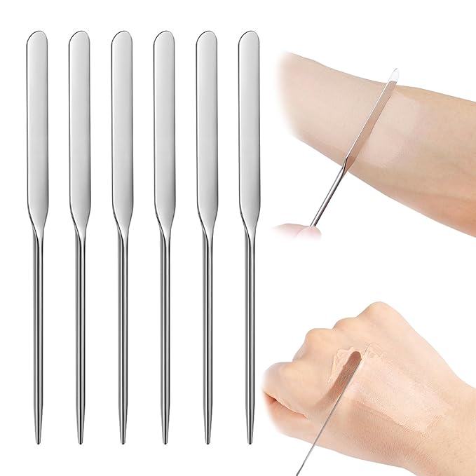 6 Pack Stainless Steel Makeup Spatula Foundation Liquid Foundation Mixer Face Cream Applicator Cosmetic Mixing Tool for Foundation Eye Shadow Cream-Velvo Beauty