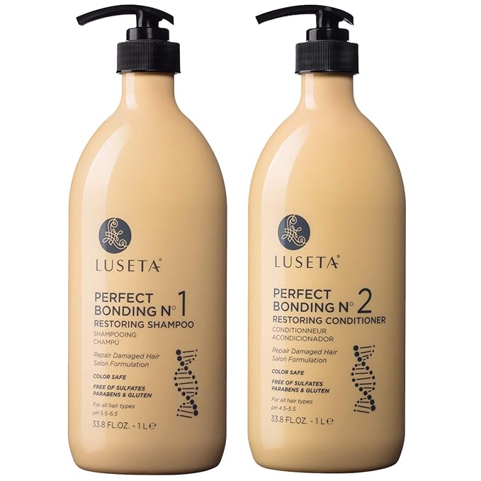Luseta Perfect Bonding Restoring Shampoo & Conditioner Set, Bond Strengthening & Color Longevity for All Hair Type, Bond Repair Shampoo and Conditioner Set Sulfate & Paraben Free, 2x33.8 oz-Velvo Beauty