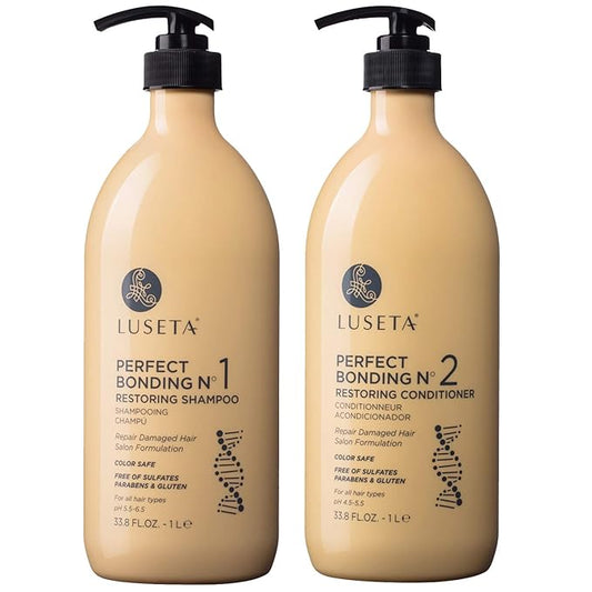Luseta Perfect Bonding Restoring Shampoo & Conditioner Set, Bond Strengthening & Color Longevity for All Hair Type, Bond Repair Shampoo and Conditioner Set Sulfate & Paraben Free, 2x33.8 oz-Velvo Beauty