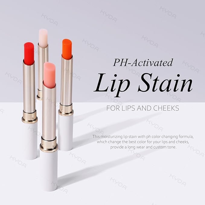 KYDA PH-Activated Lip and Cheek Stain, PH Color Changing Formula for Lasting Custom Lip Color, Keep Lips Soft and Moisturizing with Avocado Oil, Multiuse Color Balm, WHITE-Velvo Beauty