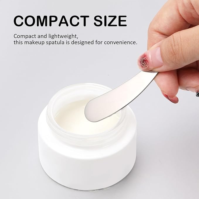minkissy Makeup Spatula Small Metal Cosmetic Spatula Stainless Steel Handheld Cream Spatula Skincare Accessories for Mixing And Sampling Skin Care Creams, Eye Cream, Essences 2Pcs-Velvo Beauty