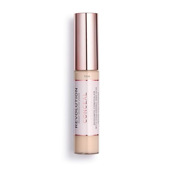 Makeup Revolution Conceal and Hydrate Concealer, Full Coverage & Matte Finish, C3.5 for Fair/Light Skin Tones, Vegan & Cruelty-Free, 0.7 Fl Oz-Velvo Beauty