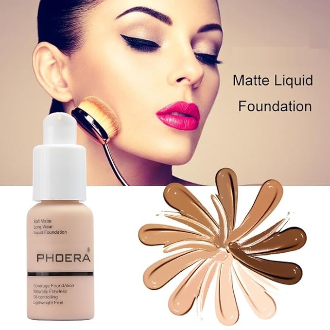 2 Pack PHOERA Foundation,Flawless Soft Matte Liquid Foundation 24 HR Oil Control Concealer Foundation Makeup,Full Coverage Foundation for Women and Girls(((101 Porcelain+103 Warm Peach)-Velvo Beauty