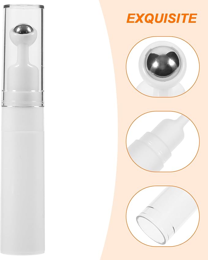 balacoo Creami Buttercream Essential Oil Eye Creams Refillable Cream Bottle Empty Roller Ball Applicator Eye Cream Applicator White Portable Acrylic Dispensing Bottle Travel-Velvo Beauty
