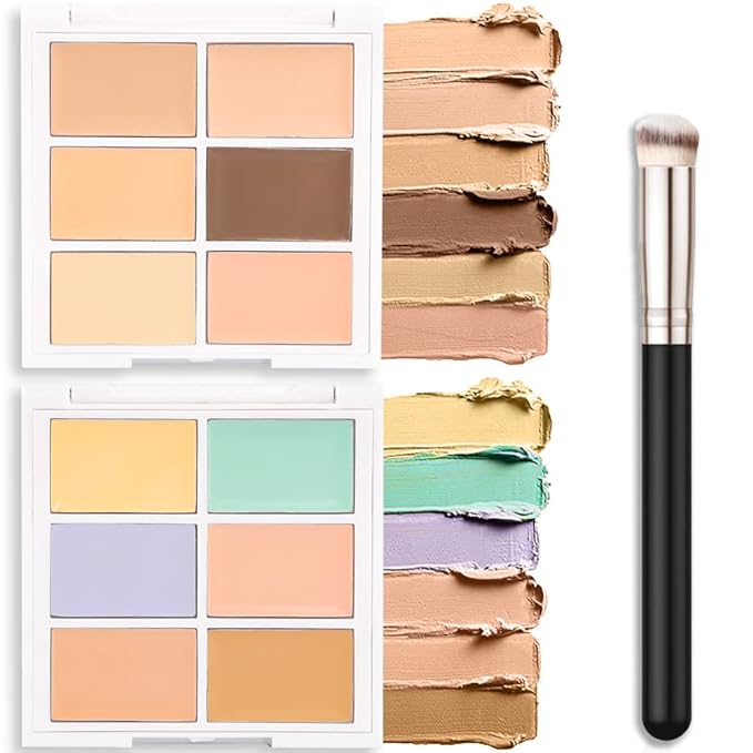 evpct 12 Color Conceal Correct Cream Contour Makeup Palette for Mature Skin Color Correcting Conceal trouble spots dullness dark circles Correct discolorations Camouflage imperfections Covers redness-Velvo Beauty
