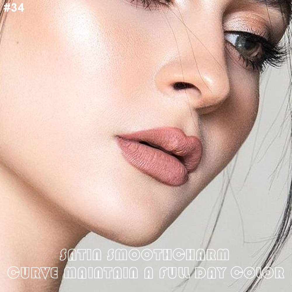 evpct 2Pcs Mauve Nude Neutral Color Lip Liner and Matte Lipstick Makeup Sets Vegan Lipstick Lip Liner and Gloss Set Lip Stain Long Lasting Waterproof 24 34#-Velvo Beauty