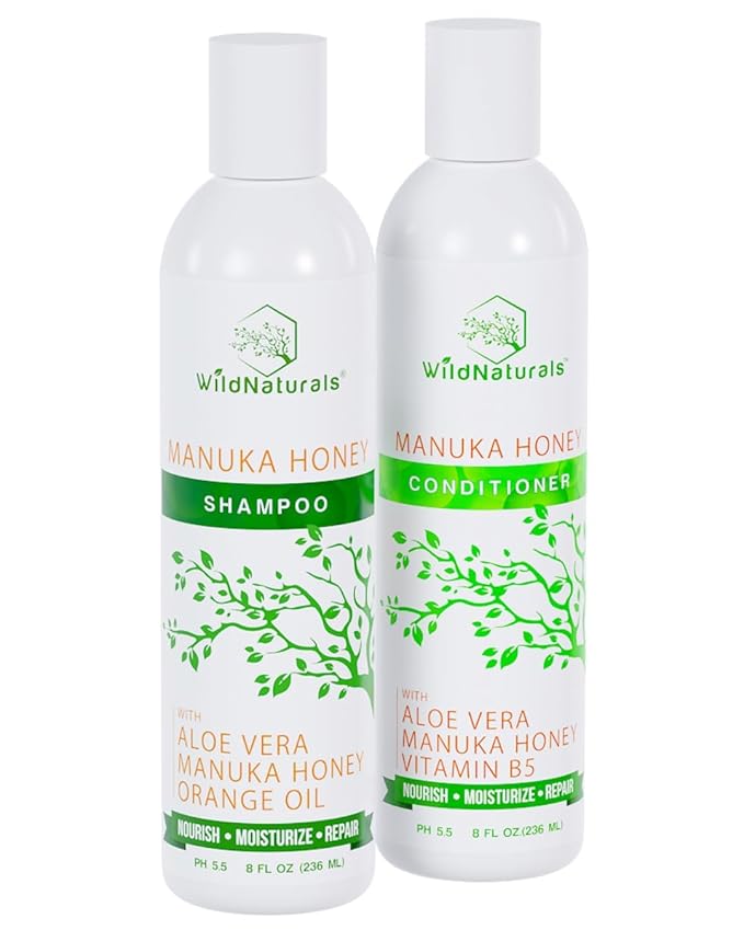 Manuka Honey Shampoo and Conditioner - Soothing Moisturizing Formula for Eczema, Psoriasis, Curly Hair and Color-Safe - All Natural Set-Velvo Beauty