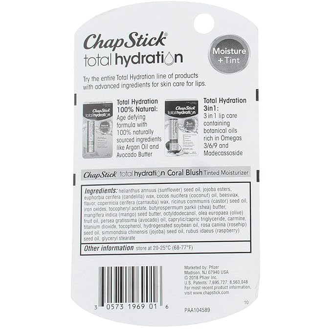 ChapStick Total Hydration Coral Blush 0.12 oz (Pack of 2)-Velvo Beauty