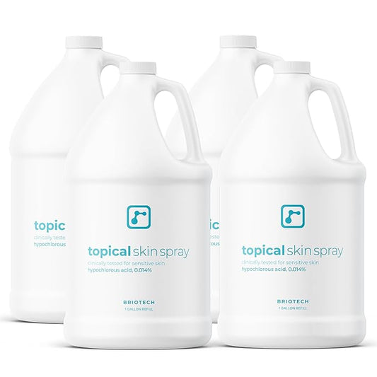 BRIOTECH Topical Skin Spray, Hypochlorous Acid for Sensitive Skin, HOCl Facial Mist, Full Body Support Against Irritation, Calm Redness, Soothe Foot & Scalp, 1 Gallon Refill (4 Pack)-Velvo Beauty