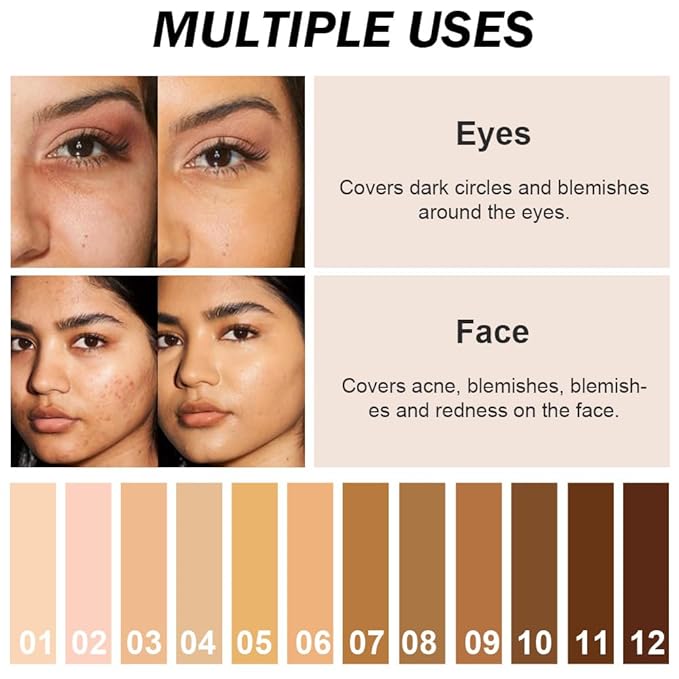 Kaely 2Pcs Cream Pot Concealer Full Coverage Set,Conceal Brighten Dark Circles,under Eye Color Correcting Concealer,Waterproof Foundation Palette with Brush,corrector de ojeras,Vegan Makeup,07+08-Velvo Beauty