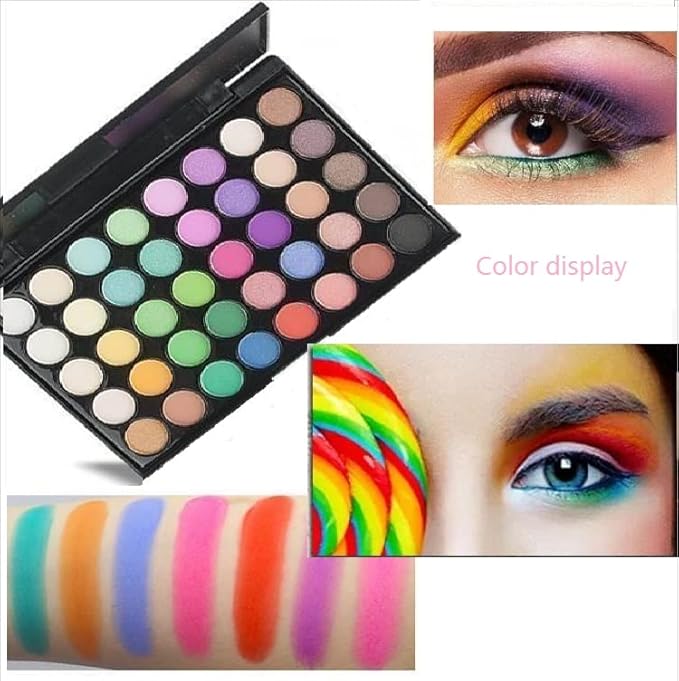 40 color Highly Pigmented Eye Makeup Palette, Matte Shimmer Metallic Eyeshadow Pallet Long Lasting Blendable Natural Colors Make Up Eye Shadows Cosmetics Gift Kit (E02)-Velvo Beauty