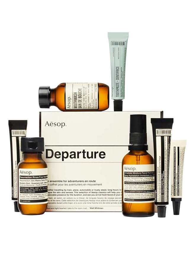 Aesop Departure 7-Piece Travel Kit! Seven Travel-Sized Essentials For Hand Care, Skincare And Oral Care! Cleanse And Moisturize The Hands, Skin & Oral Hygiene! Arrive Fresh-Faced At Your Destination!-Velvo Beauty