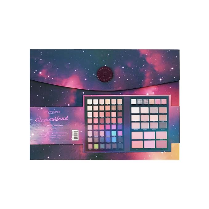 Profusion Cosmetics Euphoric Glam Glamourland 72 Piece Portfolio, Dazzle and Shine's Glamourland with Your Ultimate 72 Piece Holiday Makeup Set, Sparkle All Season With Essential Makeup Tools-Velvo Beauty