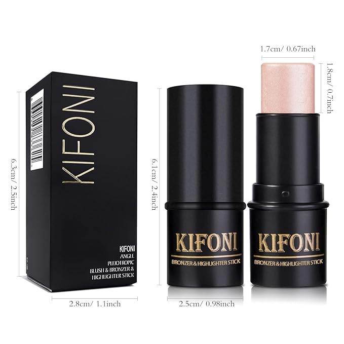 2 Pcs Cream Contour Stick Makeup Kit, Cream Highlighter Stick & Contour Bronzer Stick for Cheeks, Lightweight Blendable Smooth -Highlighter & Bronzer (#04 Light Rose Gold #07 Coffee)-Velvo Beauty