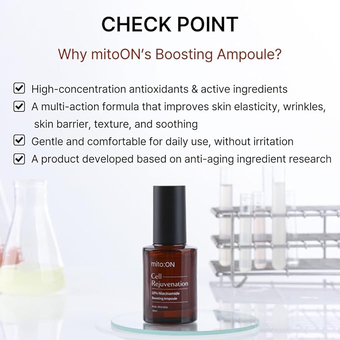 Mito-on Cell Rejuvenation Anti-Aging Serum, 30ml / 1.01 fl.oz –10% Niacinamide, Vitamin B3 and Antioxidants, Centella + EGF for Anti-Aging, Wrinkle Reduction, Pore minimization, Korean Skin Care-Velvo Beauty