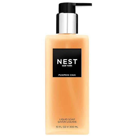 NEST New York Liquid Soap, Pumpkin Chai - 10 fl oz - Cleanses & Nourishes Skin - Approx. 300 Pumps Per Bottle - Gluten Free & Cruelty Free-Velvo Beauty