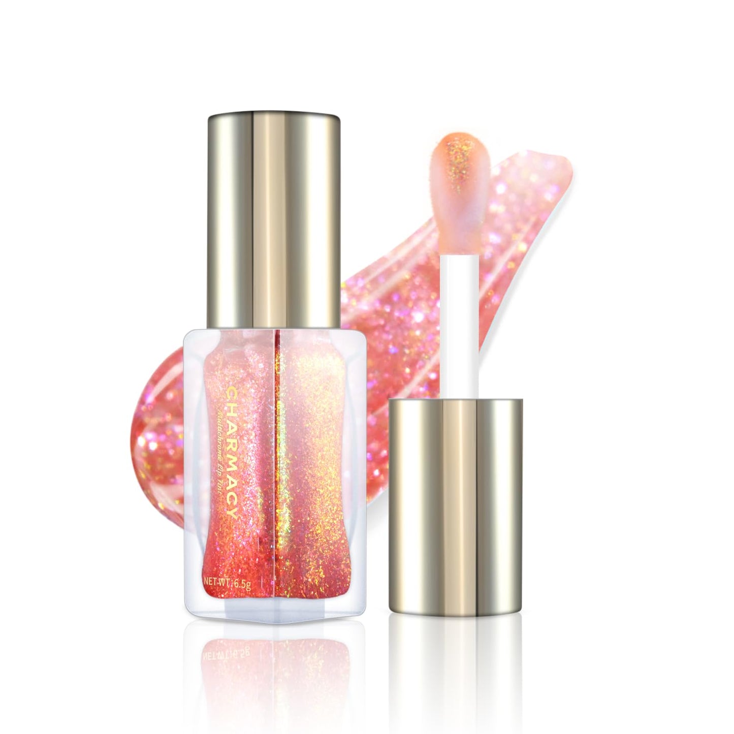 CHARMACY Aurora Chameleon Moisturizing Lip Gloss, MultiColor Shifting Shimmer Lip Gloss, Hydrating Non-Sticky Formula Glitter Lip Glaze, Easy to Apply, Long-Lasting, High-Shine Sheer Finish #06-Velvo Beauty