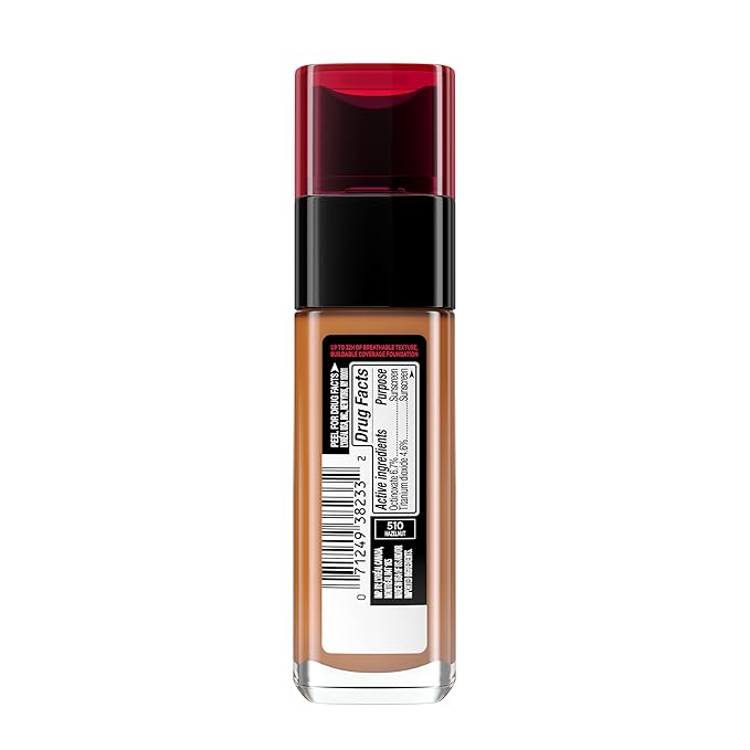 L'Oreal Paris Makeup Infallible Up to 32 Hour Fresh Wear Lightweight Foundation, 510 Hazelnut, 1 Fl Oz, Packaging May Vary-Velvo Beauty