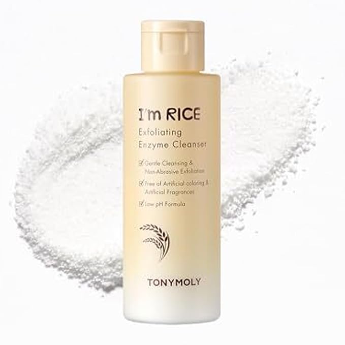 TONYMOLY I’m Rice Exfoliating Enzyme Cleanser – Rice Powder Face Wash & Papaya Enzyme Scrub, Gentle AHA Brightening Mask for Smooth Radiant Skin, 50g-Velvo Beauty
