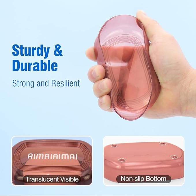 Travel Soap Container, Translucent Visible Soap Box, Travel Soap Holder with Removable Draining Layer, Portable Soap Case for Traveling, Camping, Gym (Red Style A)-Velvo Beauty